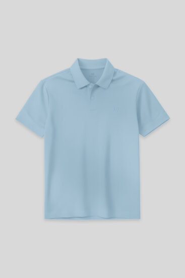 Buz Mavi Standart Kalıp Basic Polo Yaka Erkek T-Shirt - 87768 