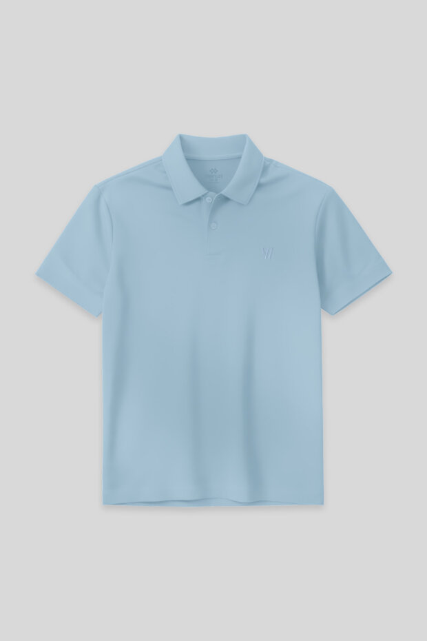 Buz Mavi Standart Kalıp Basic Polo Yaka Erkek T-Shirt - 87768 - 1