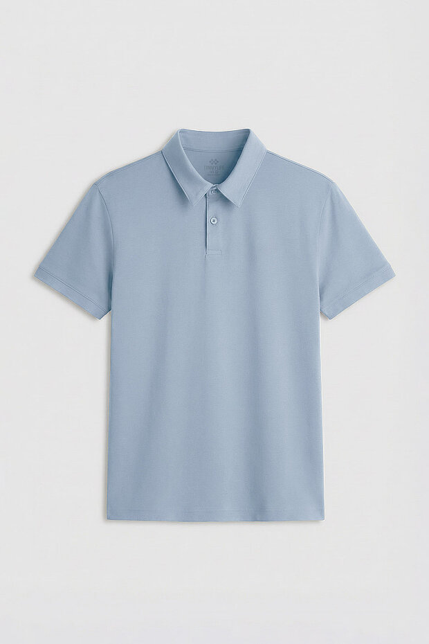 Buz Mavi Standart Kalıp Basic Polo Yaka Erkek T-Shirt - 87768 - 1