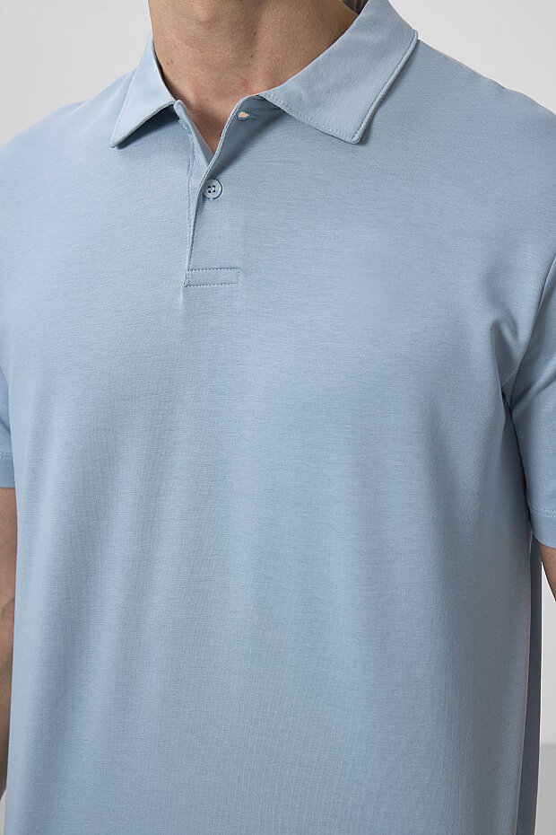 Buz Mavi Standart Kalıp Basic Polo Yaka Erkek T-Shirt - 87768 - 4