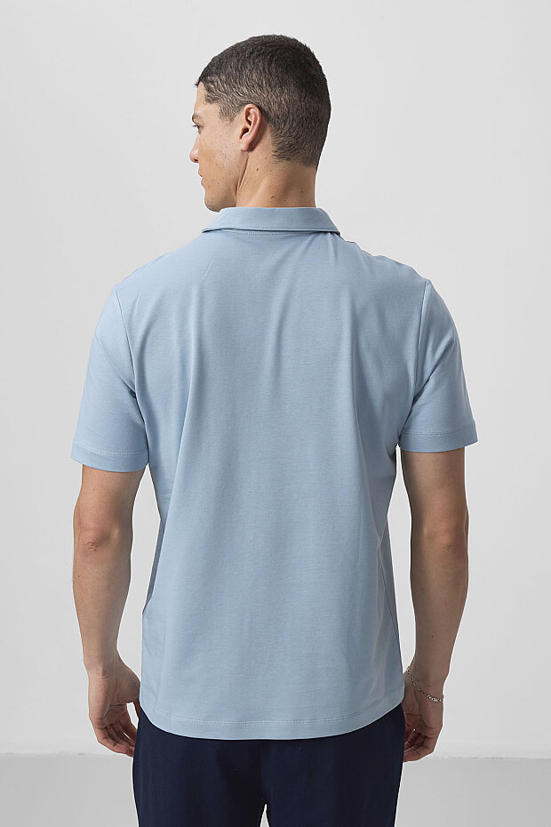 Buz Mavi Standart Kalıp Basic Polo Yaka Erkek T-Shirt - 87768 - 6