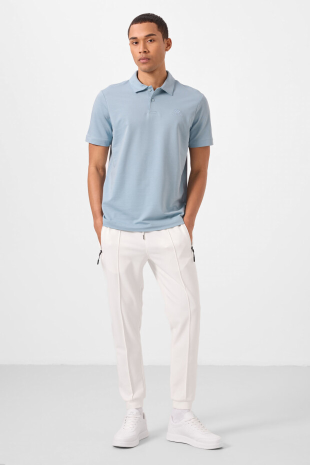 Buz Mavi Standart Kalıp Basic Polo Yaka Erkek T-Shirt - 87748 - 2