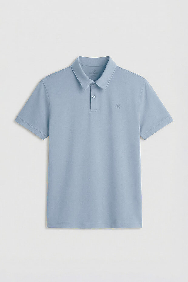 Buz Mavi Standart Kalıp Basic Polo Yaka Erkek T-Shirt - 87748 - 1
