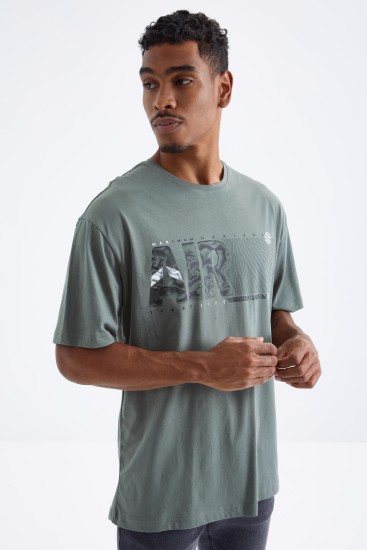 Çağla Air Baskılı O Yaka Erkek Oversize T-Shirt - 88097 