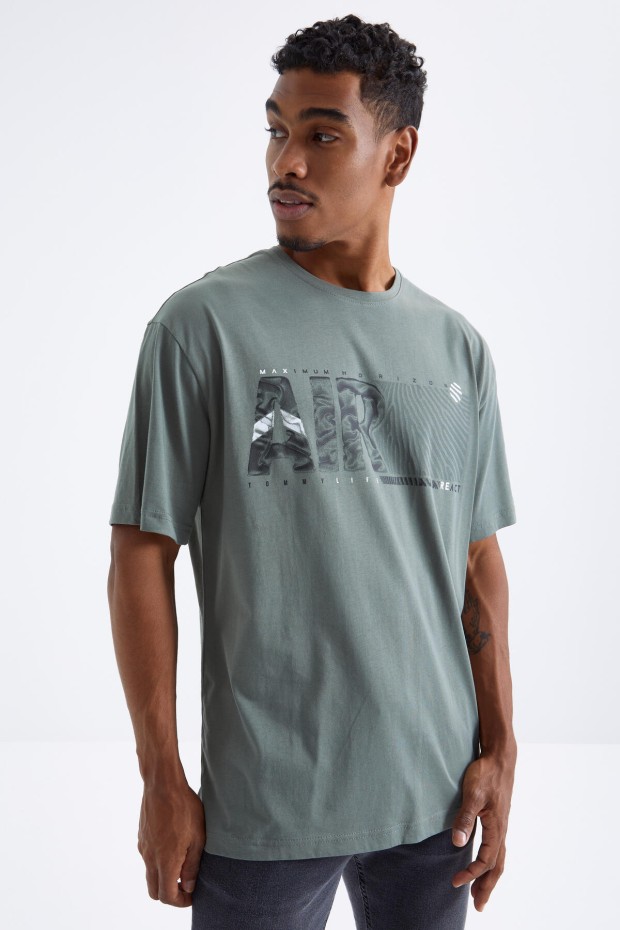 Çağla Air Baskılı O Yaka Erkek Oversize T-Shirt - 88097