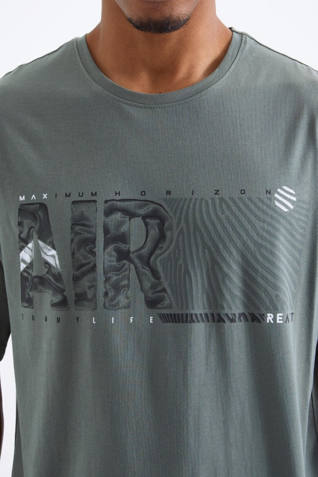 Çağla Air Baskılı O Yaka Erkek Oversize T-Shirt - 88097