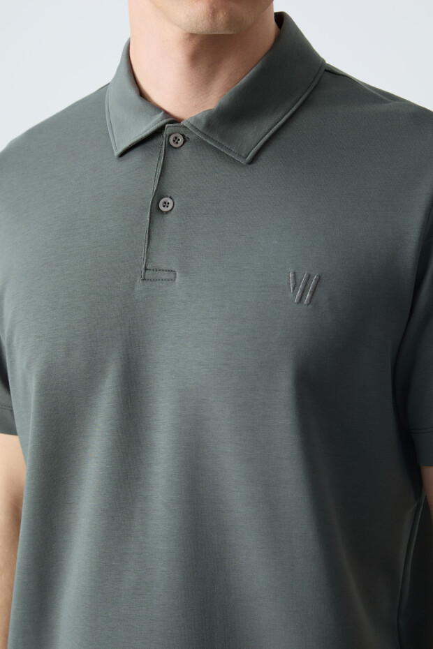 Çağla Basic Göğüs Logolu Standart Kalıp Triko Polo Yaka Erkek T-Shirt - 87768