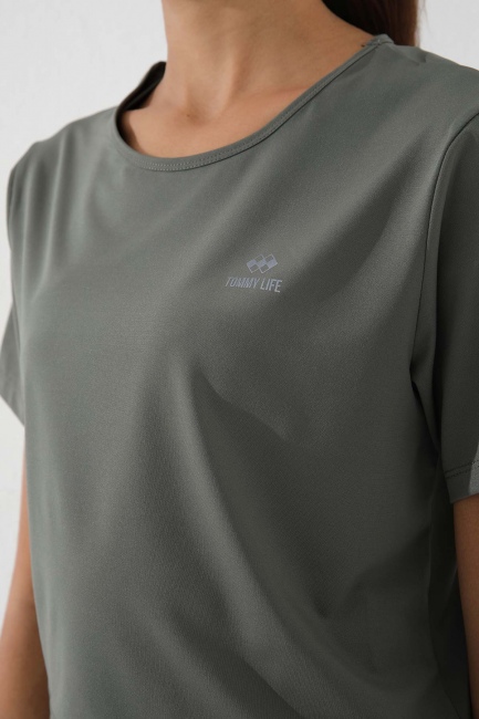 Çağla Basic Kısa Kol Standart Kalıp O Yaka Kadın Crop Top T-Shirt - 97143 - Thumbnail