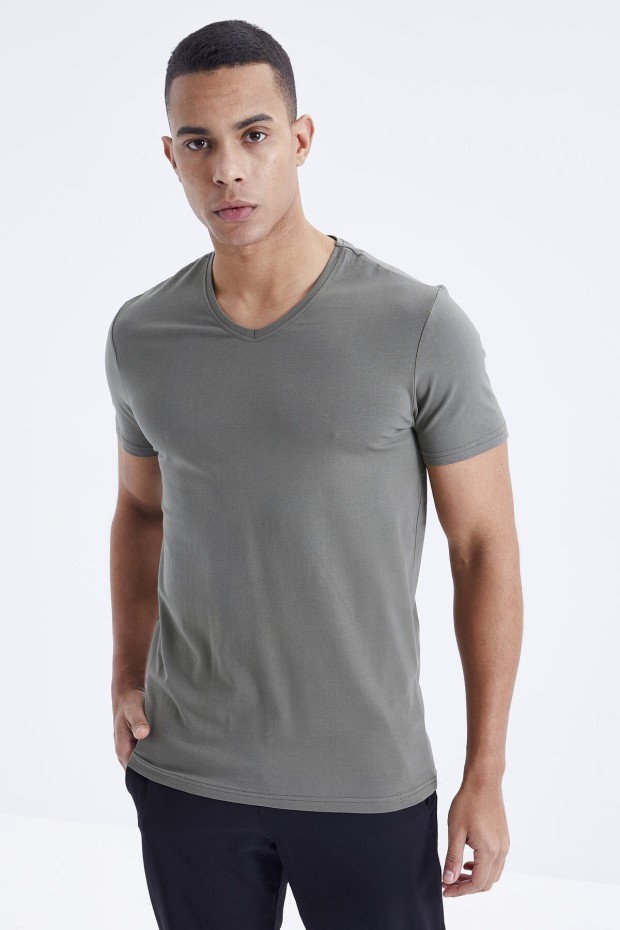 Çağla Basic Kısa Kol Standart Kalıp V Yaka Erkek T-Shirt - 87912