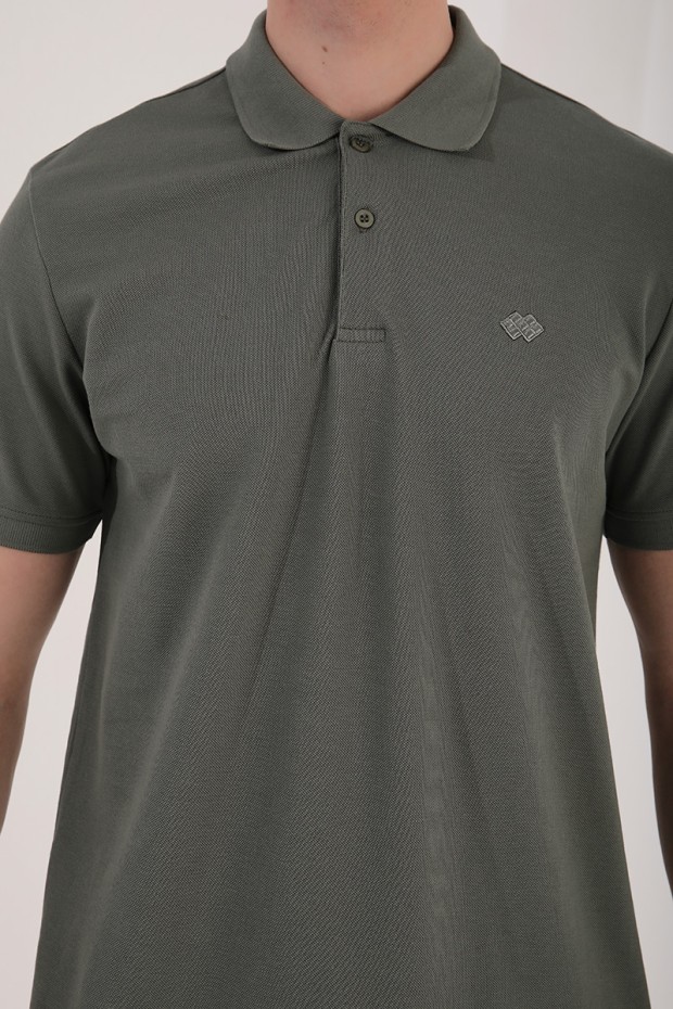 Çağla Basic Logolu Standart Kalıp Triko Polo Yaka Erkek T-Shirt - 87748