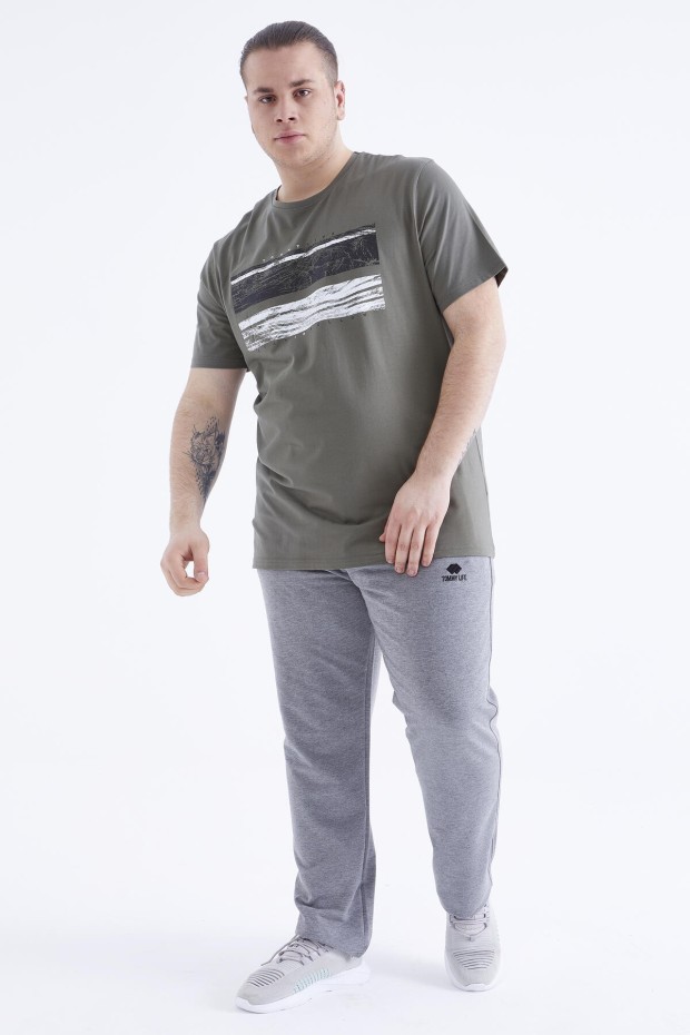 Çağla Baskılı O Yaka Büyük Beden Erkek T-shirt - 88073