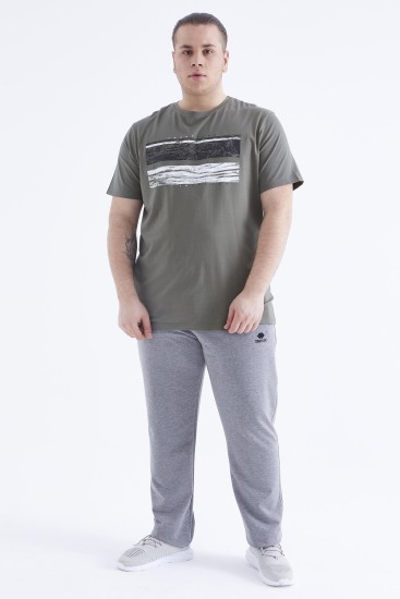 Çağla Baskılı O Yaka Büyük Beden Erkek T-shirt - 88073 - Thumbnail