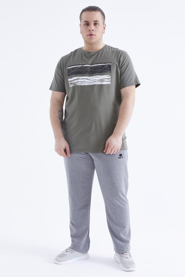 Çağla Baskılı O Yaka Büyük Beden Erkek T-shirt - 88073