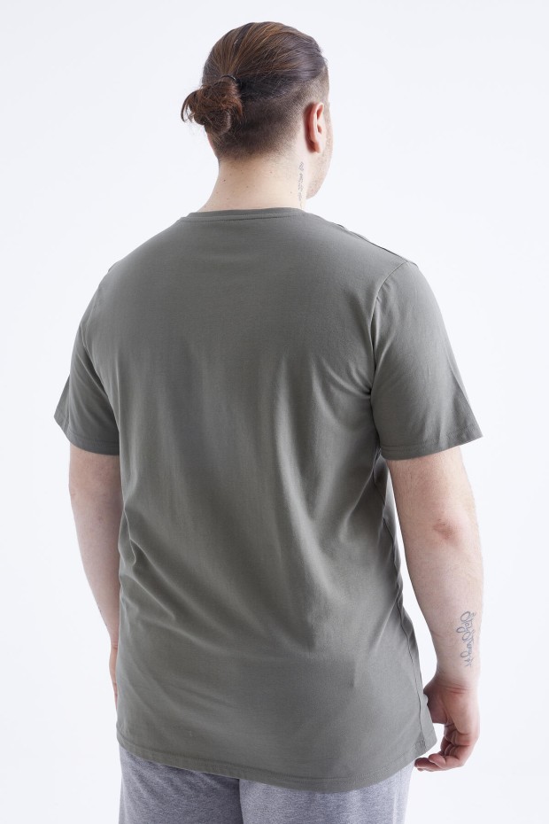 Çağla Baskılı O Yaka Büyük Beden Erkek T-shirt - 88073