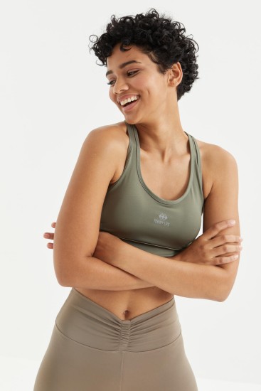 Çağla Çapraz Sırt Detaylı Slim Fit U Yaka Pedli Kadın Spor Büstiyer - 97121 - TOMMYLIFE