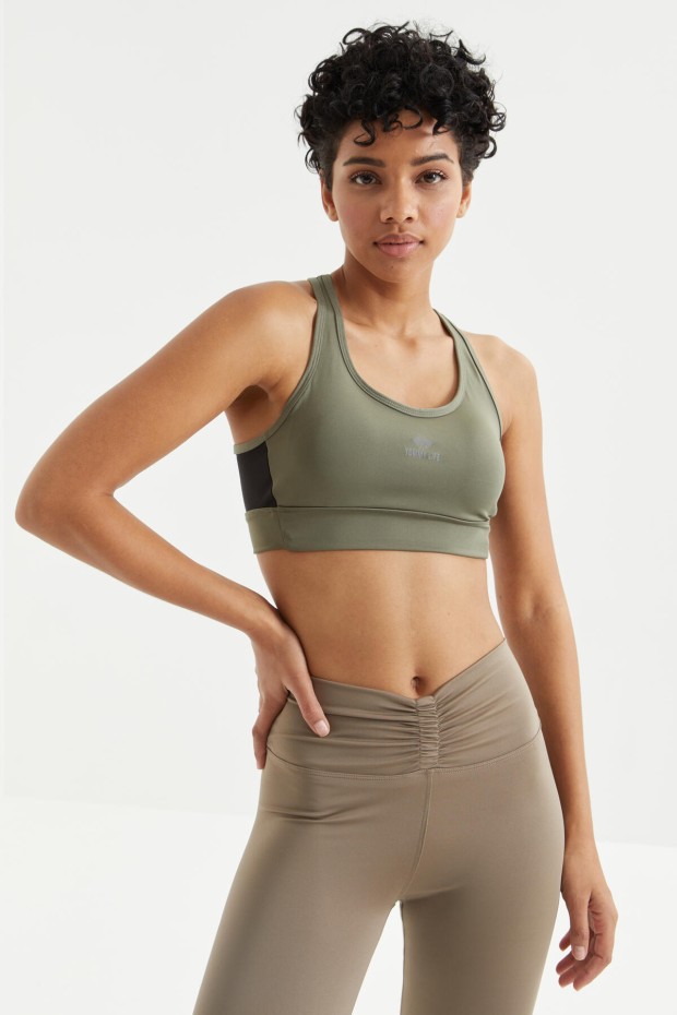Çağla Çapraz Sırt Detaylı Slim Fit U Yaka Pedli Kadın Spor Büstiyer - 97121 - 4