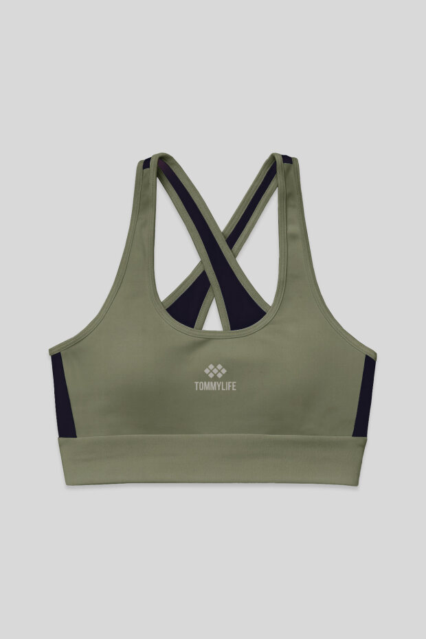 Çağla Çapraz Sırt Detaylı Slim Fit U Yaka Pedli Kadın Spor Büstiyer - 97121 - 1