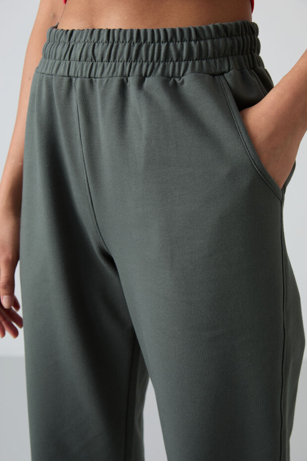 Çağla Cepli Yüksek Bel Rahat Form Lastik Paça Kadın Eşofman Alt - 94583 - 3