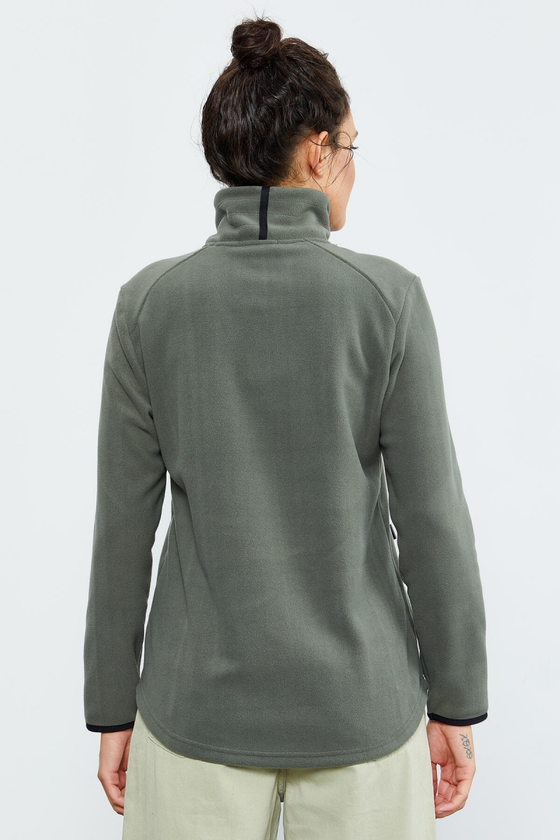 Çağla Dik Yaka Fermuarlı Rahat Form Kadın Polar Sweatshirt - 97173 - 7