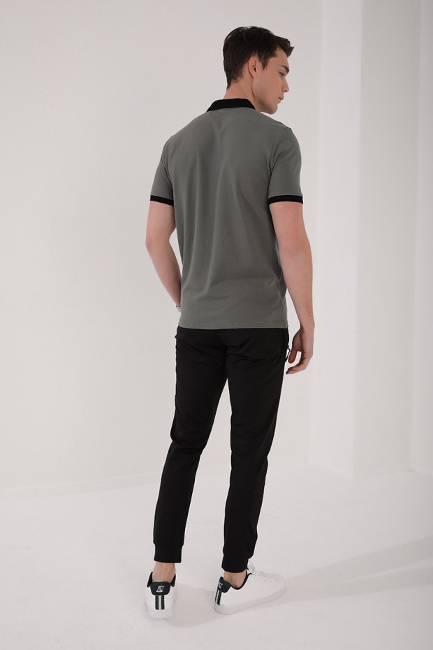 Çağla Altıgen Desen Baskılı Standart Kalıp Polo Yaka Erkek T-Shirt - 87928