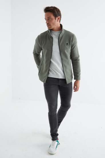 Çağla Fermuarlı Dik Yaka Standart Kalıp Erkek Polar Sweatshirt - 88134 - TOMMYLIFE (1)