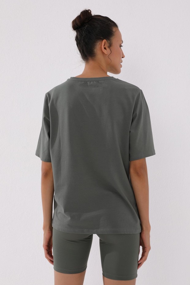 Çağla El Yazısı Baskılı O Yaka Kadın Oversize T-Shirt - 97137