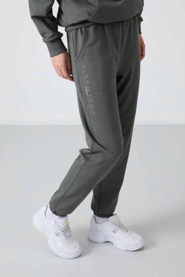 Çağla Kapüşonlu Kanguru Cep Oversize Lastik Paça Kadın Eşofman Takımı - 95288 - 6