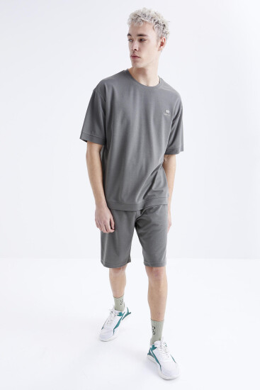 Çağla O Yaka Oversize Bermuda Erkek Şort Takım - 85164 