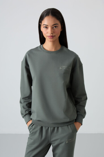 Çağla Basic Pamuklu O Yaka Oversize Lastik Paça Kadın Eşofman Takım - 95287 - TOMMYLIFE (1)