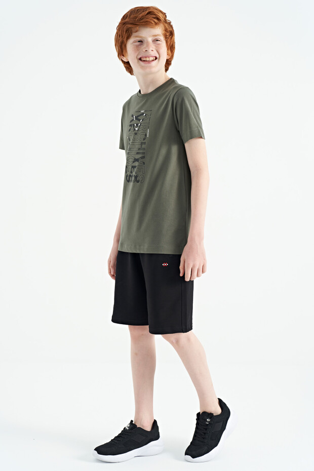 Çağla Ön Baskı Detaylı O Yaka Standart Kalıp Erkek Çocuk T-Shirt - 11099
