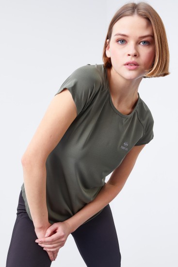 Çağla Sırt Pencereli Kısa Kol Standart Kalıp O Yaka Kadın T-Shirt - 97101 