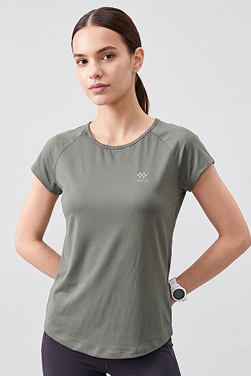 Çağla Sırt Pencereli Kısa Kol Standart Kalıp O Yaka Kadın T-Shirt - 97101 