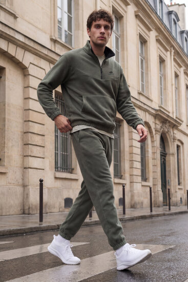 Çağla Yarım Fermuar Dik Yaka Lastik Paça Polar Erkek Eşofman Takımı - 85159 