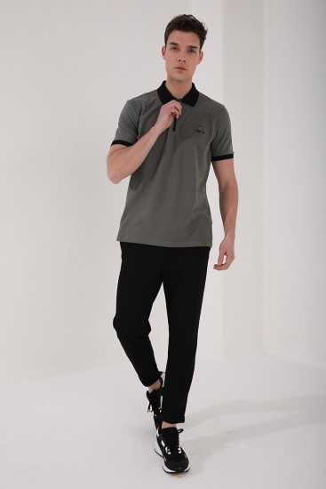 Çağla Yarım Fermuarlı Standart Kalıp Polo Yaka Erkek T-Shirt - 87961 - Thumbnail
