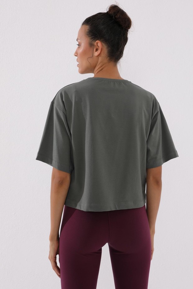 Çağla Yazı Baskılı Kısa O Yaka Kadın Oversize T-Shirt - 97135