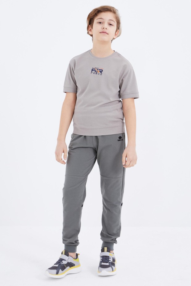 Çağla Yazı Nakışlı Bağcıklı Jogger Erkek Çocuk Eşofman Alt - 10814 - 3