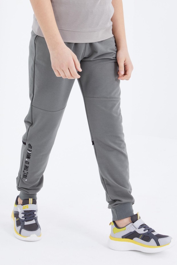 Çağla Yazı Nakışlı Bağcıklı Jogger Erkek Çocuk Eşofman Alt - 10814 - 6