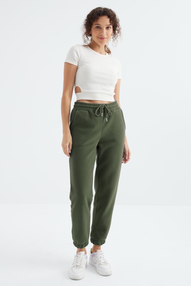 Çağla Yüksek Bel Basic Bağcıklı Jogger Polar Kadın Eşofman Alt - 94622 - 6