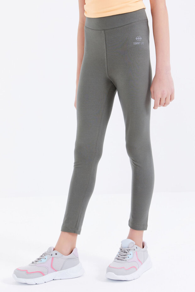 Çağla Yüksek Bel Dar Paça Kız Çocuk Tayt - 75047 - 5