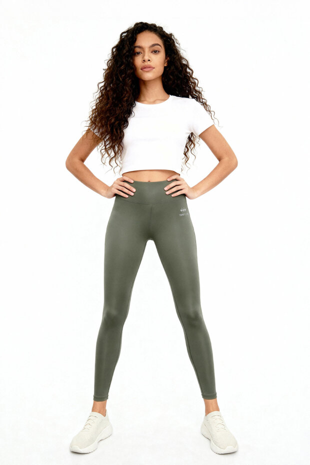 Çağla Yüksek Bel Streç Slim Fit Dar Paça Kadın Tayt - 94545 - 1