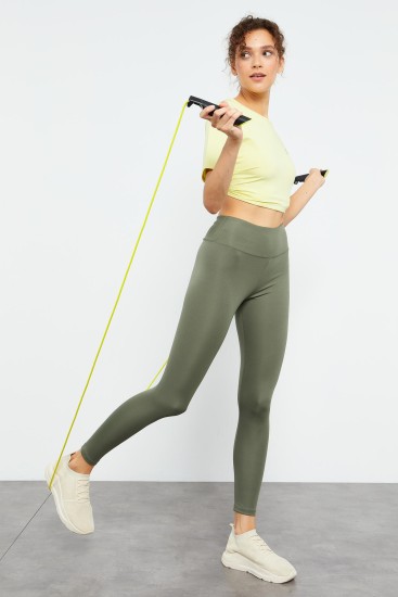 Çağla Yüksek Bel Streç Slim Fit Dar Paça Kadın Tayt - 94545 