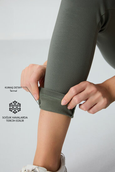 Çağla Yüksek Bel Termal Slim Fit Dar Paça Kadın Tayt - 94577 