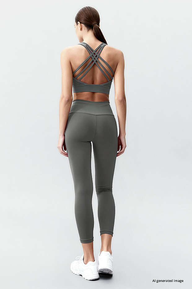 Çağla Yüksek Bel Toparlayıcı Çapraz Sırt Detaylı Slim Fit Kadın Tayt Takım - 95283 - 6
