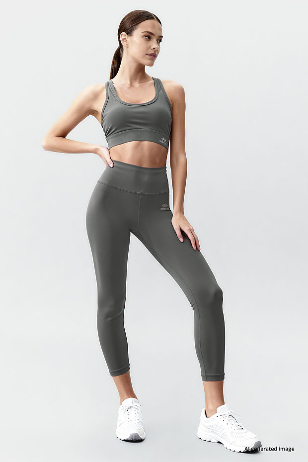 Çağla Yüksek Bel Toparlayıcı Çapraz Sırt Detaylı Slim Fit Kadın Tayt Takım - 95283 - 3