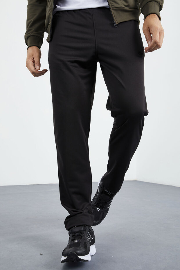 Camel - Siyah Dik Yaka Fermuarlı Standart Kalıp Klasik Paça Erkek Eşofman Takımı - 85162 - 3