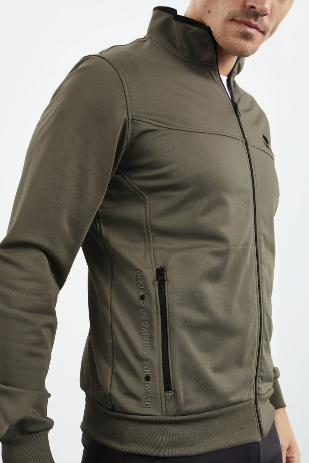 Camel - Siyah Dik Yaka Fermuarlı Standart Kalıp Klasik Paça Erkek Eşofman Takımı - 85162 - 7