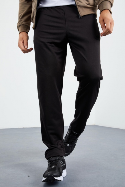 Camel - Siyah Dik Yaka Fermuarlı Standart Kalıp Klasik Paça Erkek Eşofman Takımı - 85162 - TOMMYLIFE (1)