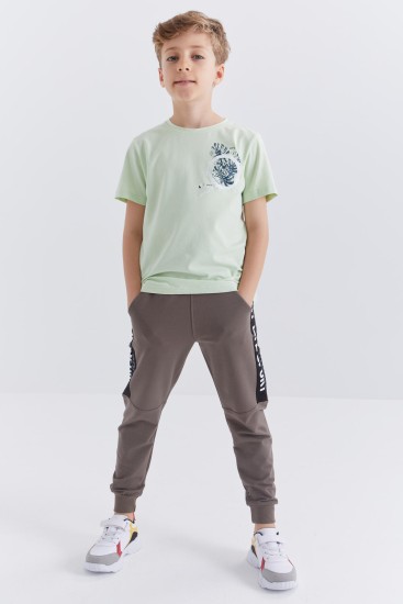 Camel Yazı Baskılı Standart Kalıp Jogger Erkek Çocuk Eşofman Alt - 64056 
