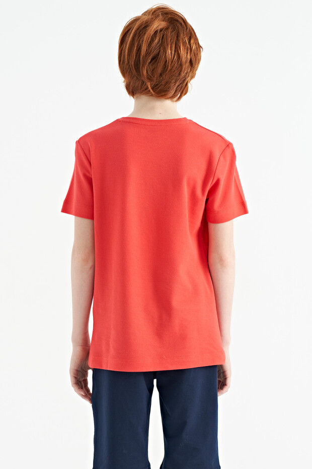 Coral Baskı Detaylı O Yaka Standart Kalıp Erkek Çocuk T-Shirt - 11117 - 9