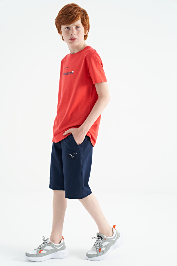 Coral Baskı Detaylı O Yaka Standart Kalıp Erkek Çocuk T-Shirt - 11117 - 8